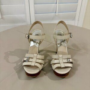 Michael Kors White Leather Platform High Heel Sandals Size 6M